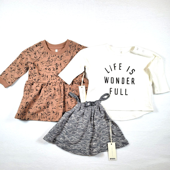 Rylee Cru Baby Girls Sweater Dress Tank Size 3-6mos Brown Patterned Neutral Lot - Picture 1 of 9